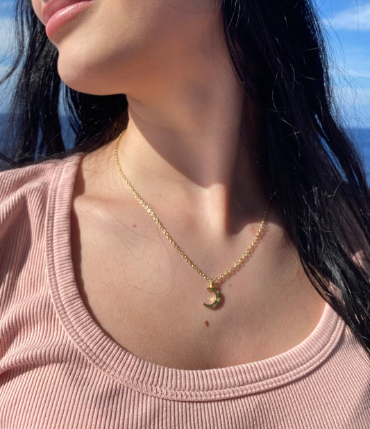 Gold moon necklace