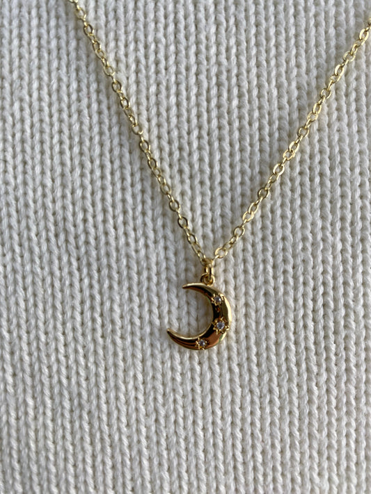 Gold moon necklace